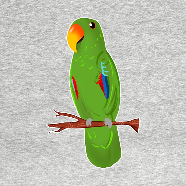 Ekkie Cute green Eclectus Parrot for parrot lovers by SusanaDesigns